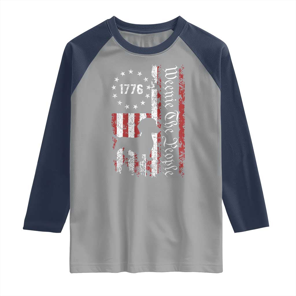 Funny 4th Of July Dachshund Lover Raglan Shirt Weenie The People American Flag TS11 Sport Gray Navy Print Your Wear
