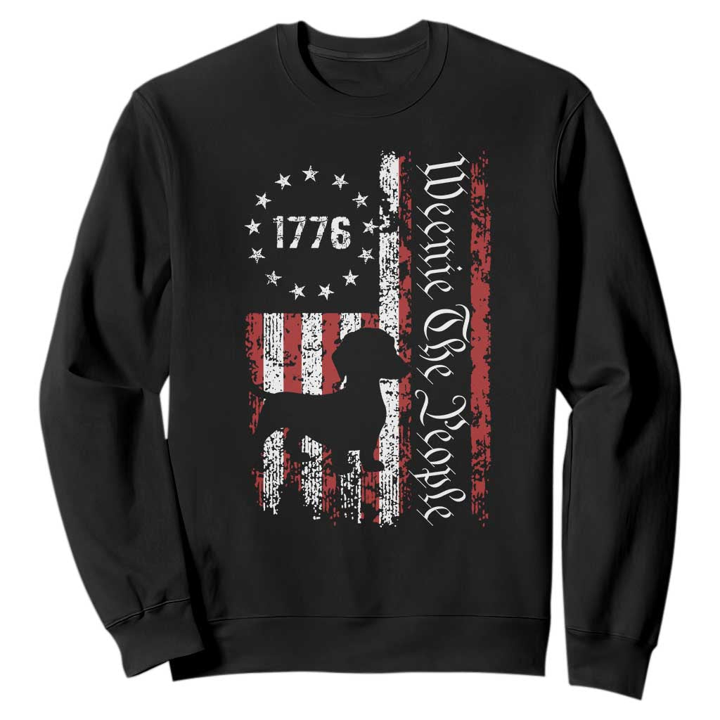 Funny 4th Of July Dachshund Lover Sweatshirt Weenie The People American Flag TS11 Black Print Your Wear