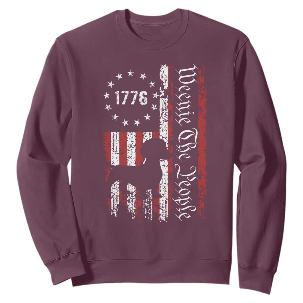 Funny 4th Of July Dachshund Lover Sweatshirt Weenie The People American Flag TS11 Maroon Print Your Wear