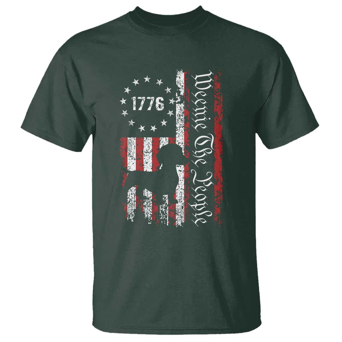 Funny 4th Of July Dachshund Lover T Shirt Weenie The People American Flag TS11 Dark Forest Green Print Your Wear