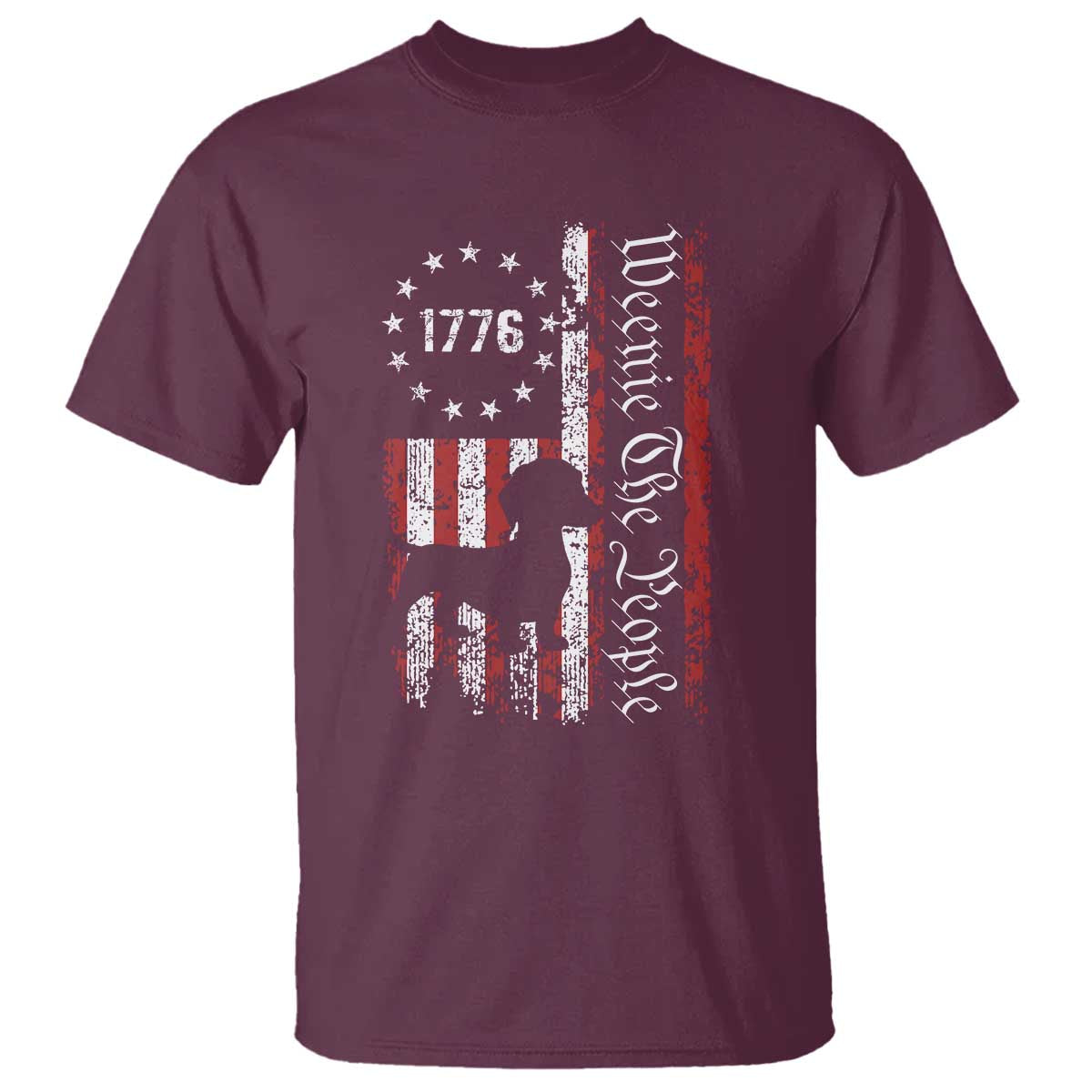 Funny 4th Of July Dachshund Lover T Shirt Weenie The People American Flag TS11 Maroon Print Your Wear