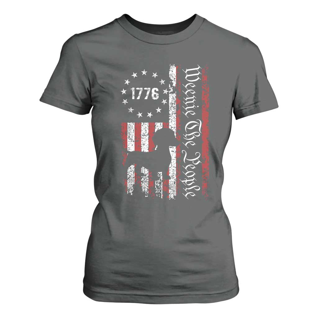 Funny 4th Of July Dachshund Lover T Shirt For Women Weenie The People American Flag TS11 Dark Heather Print Your Wear