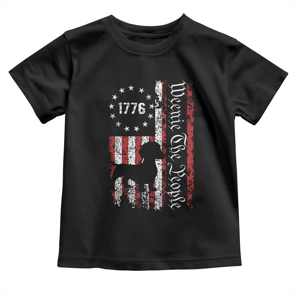 Funny 4th Of July Dachshund Lover Toddler T Shirt Weenie The People American Flag TS11 Black Print Your Wear