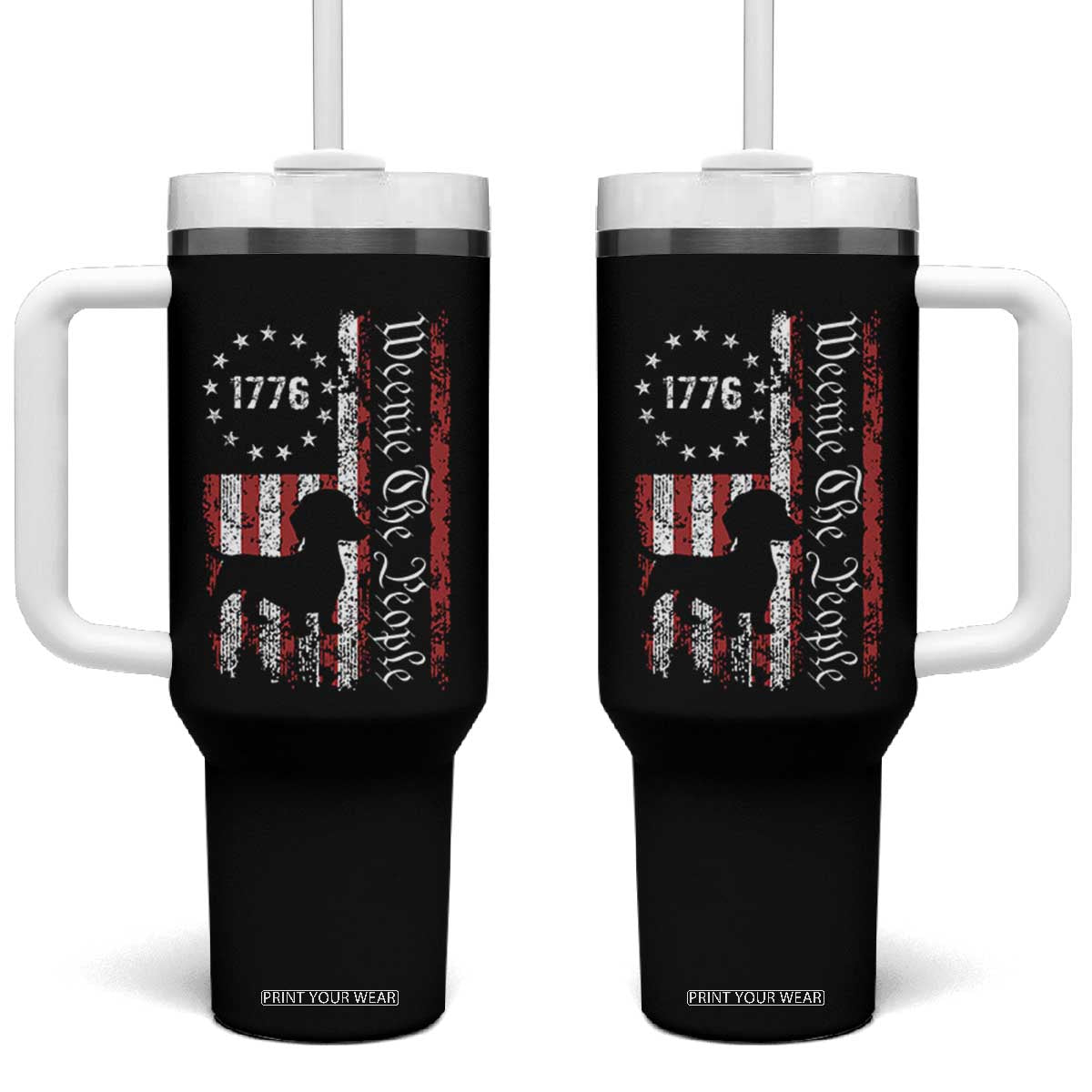 Funny 4th Of July Dachshund Lover Tumbler With Handle Weenie The People American Flag TS11 One Size: 40 oz Black Print Your Wear