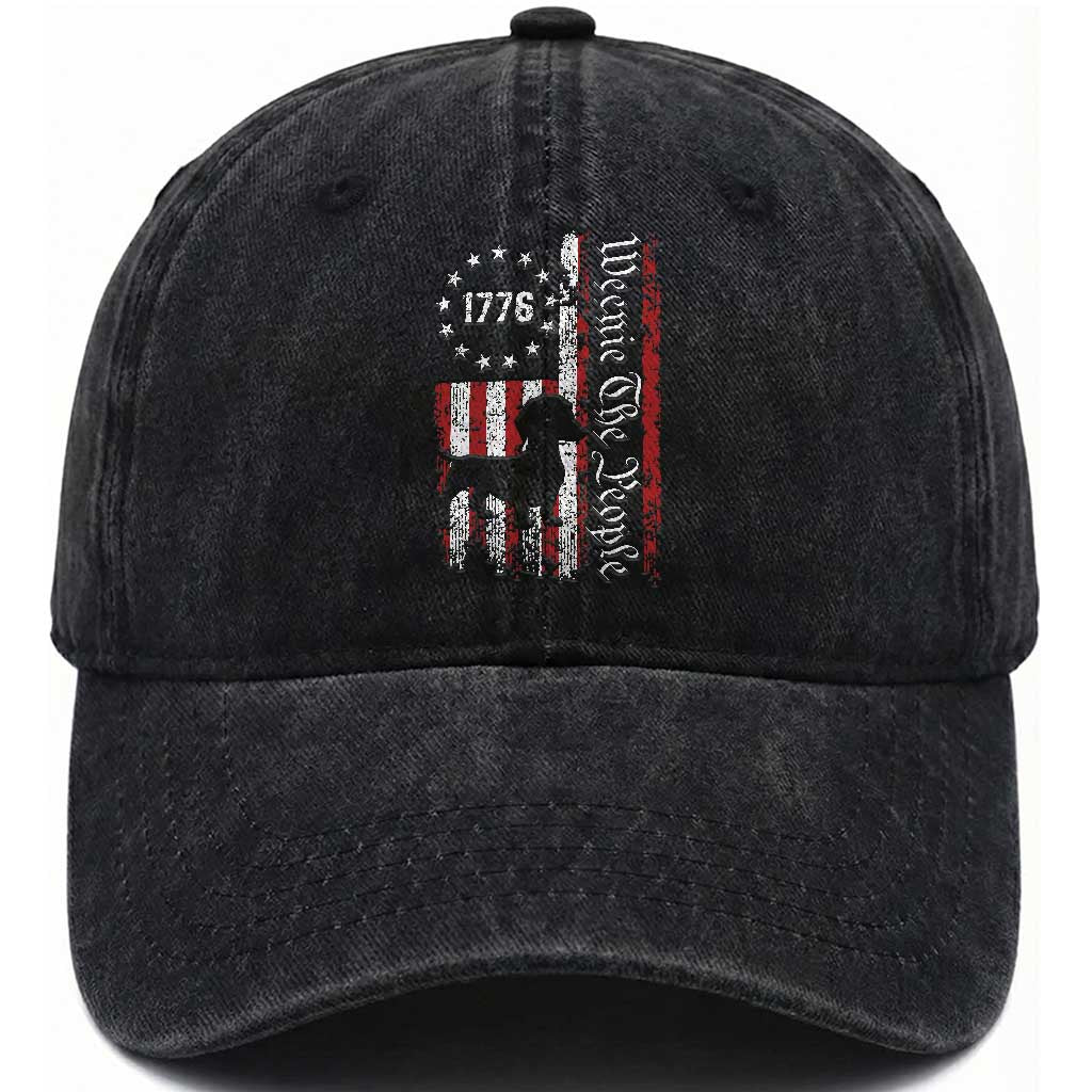 Funny 4th Of July Dachshund Lover Washed Cotton Baseball Cap Weenie The People American Flag TS11 Washed Cap Universal Fit Black Print Your Wear