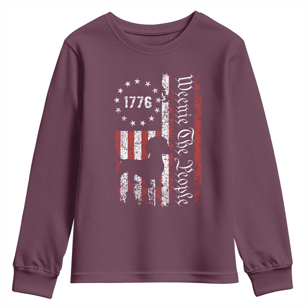 Funny 4th Of July Dachshund Lover Youth Sweatshirt Weenie The People American Flag TS11 Maroon Print Your Wear