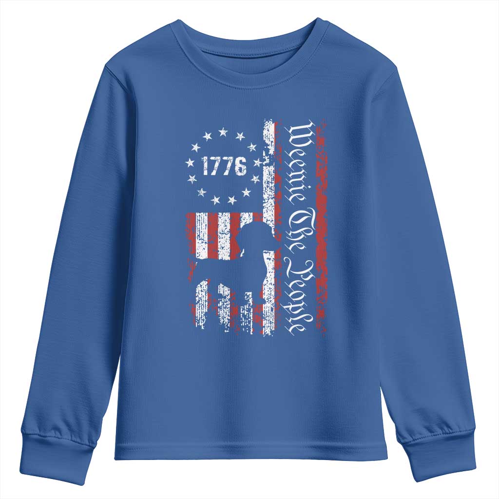Funny 4th Of July Dachshund Lover Youth Sweatshirt Weenie The People American Flag TS11 Royal Blue Print Your Wear