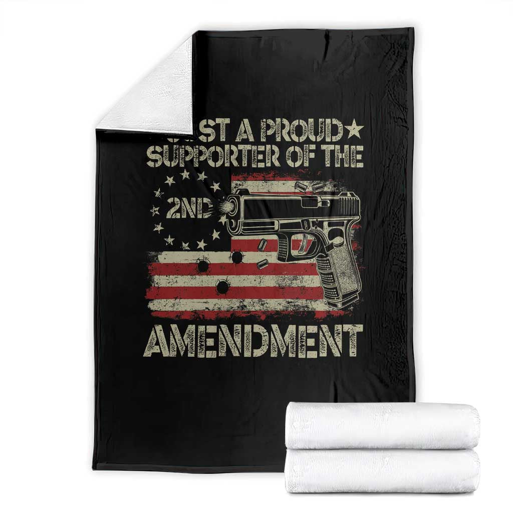 Just A Proud Supporter Of The 2nd Amendment Throw Blanket Gun Owner American Flag TS11 Black Print Your Wear