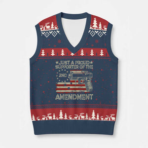 Just A Proud Supporter Of The 2nd Amendment V-Neck Knit Sweater Vest Gun Owner American Flag - Print Your Wear