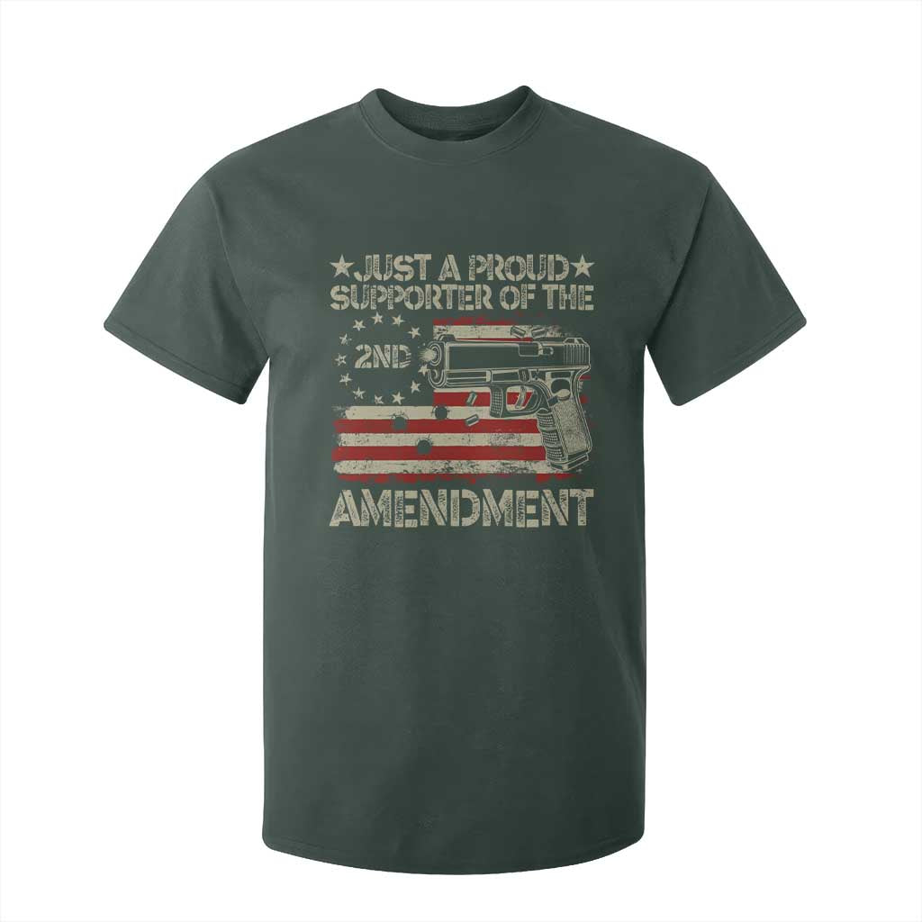 Just A Proud Supporter Of The 2nd Amendment T Shirt For Kid Gun Owner American Flag TS11 Dark Forest Green Print Your Wear