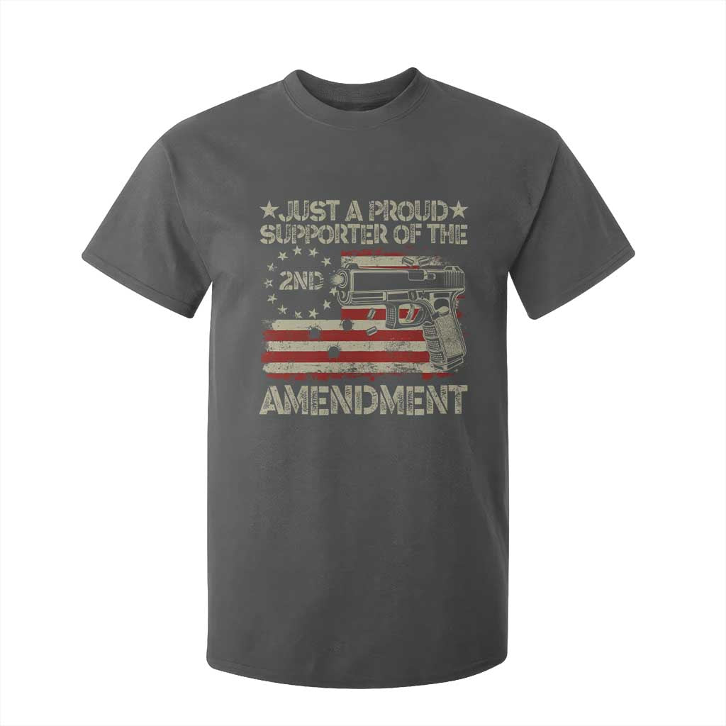 Just A Proud Supporter Of The 2nd Amendment T Shirt For Kid Gun Owner American Flag TS11 Dark Heather Print Your Wear