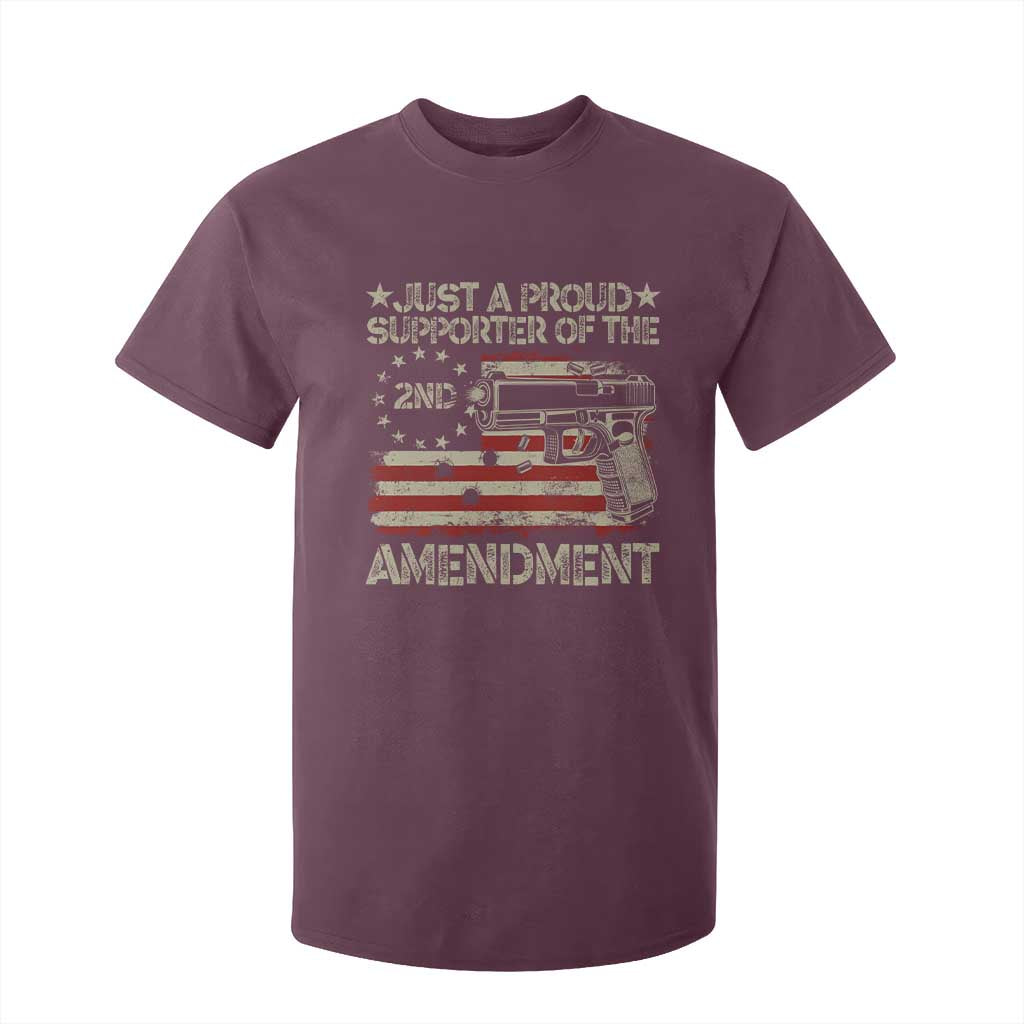 Just A Proud Supporter Of The 2nd Amendment T Shirt For Kid Gun Owner American Flag TS11 Maroon Print Your Wear