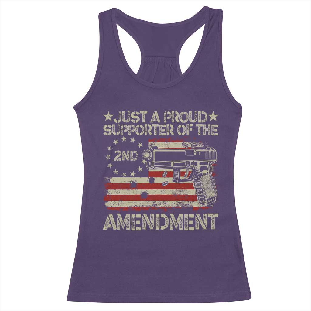 Just A Proud Supporter Of The 2nd Amendment Racerback Tank Top Gun Owner American Flag TS11 Purple Print Your Wear