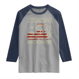 Just A Proud Supporter Of The 2nd Amendment Raglan Shirt Gun Owner American Flag TS11 Sport Gray Navy Print Your Wear