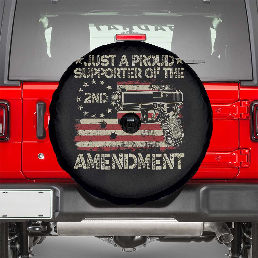 Just A Proud Supporter Of The 2nd Amendment Spare Tire Cover Gun Owner American Flag TS11 Black Print Your Wear