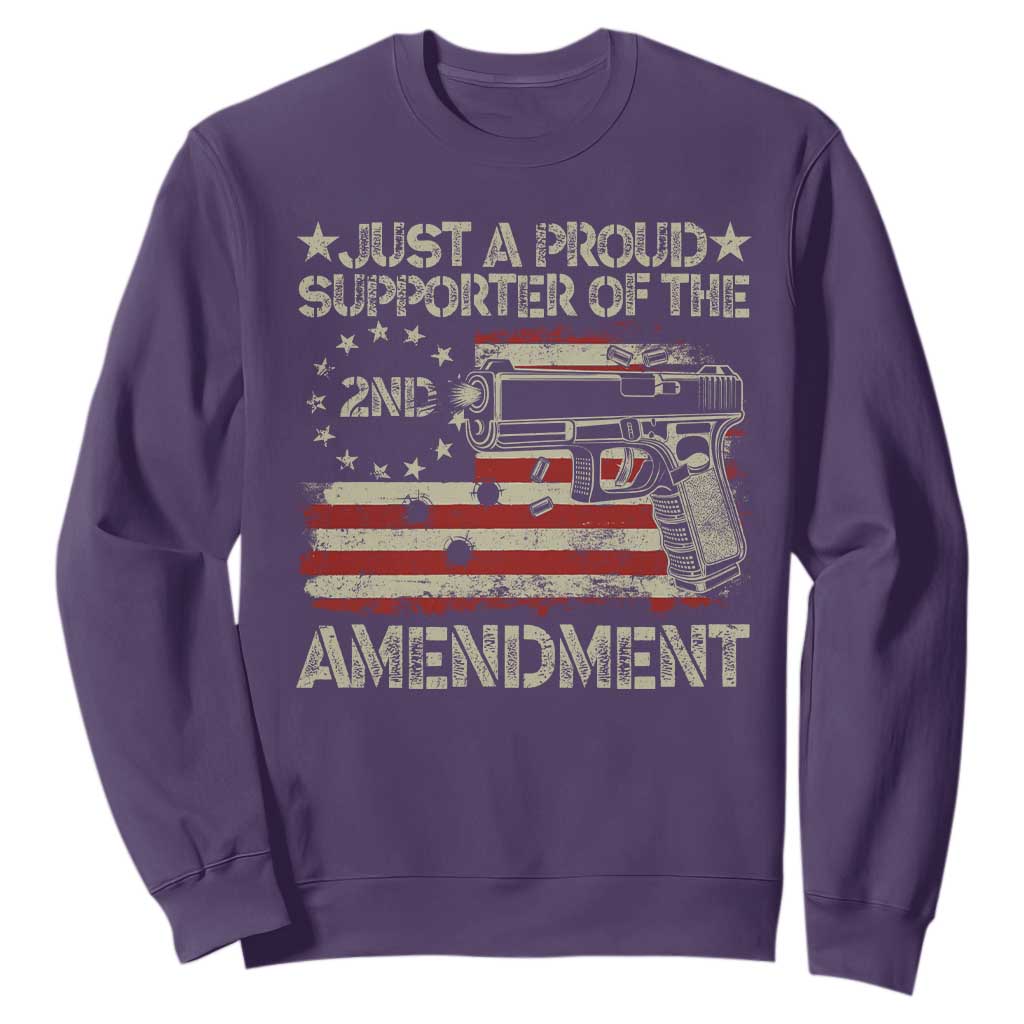 Just A Proud Supporter Of The 2nd Amendment Sweatshirt Gun Owner American Flag TS11 Purple Print Your Wear