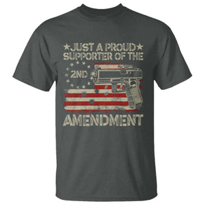 Just A Proud Supporter Of The 2nd Amendment T Shirt Gun Owner American Flag TS11 Dark Heather Print Your Wear