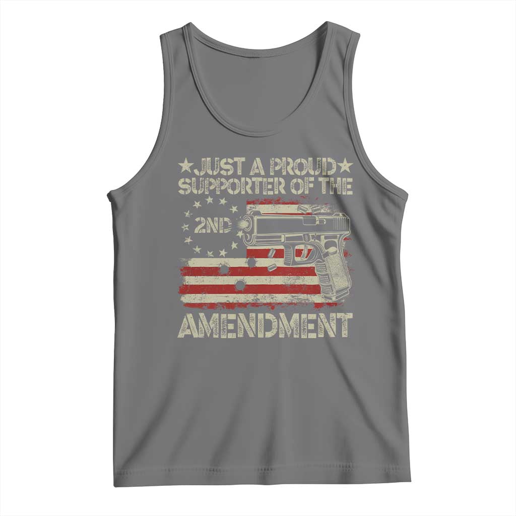 Just A Proud Supporter Of The 2nd Amendment Tank Top Gun Owner American Flag TS11 Black Heather Print Your Wear