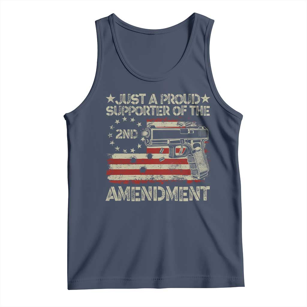 Just A Proud Supporter Of The 2nd Amendment Tank Top Gun Owner American Flag TS11 Navy Print Your Wear