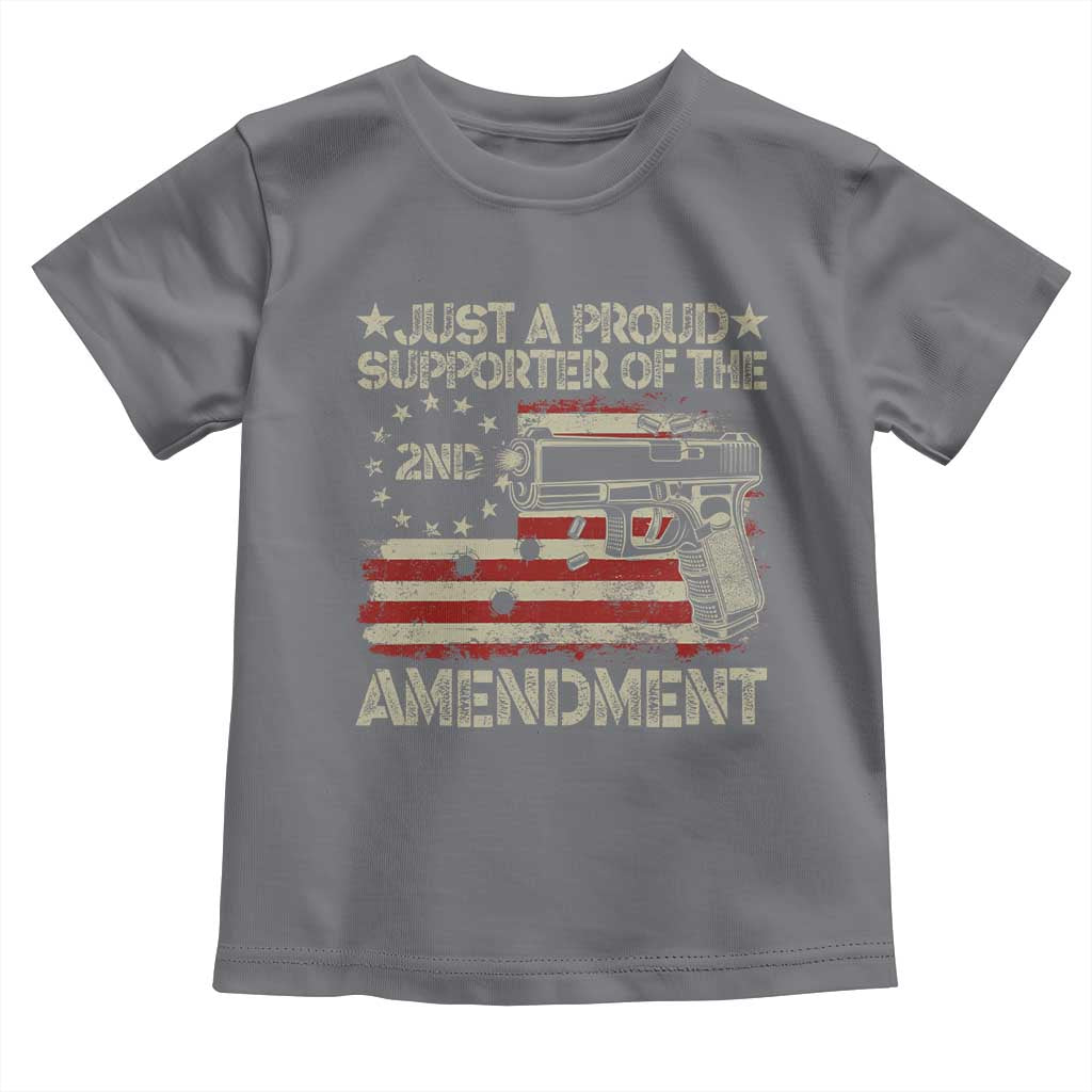 Just A Proud Supporter Of The 2nd Amendment Toddler T Shirt Gun Owner American Flag TS11 Charcoal Print Your Wear