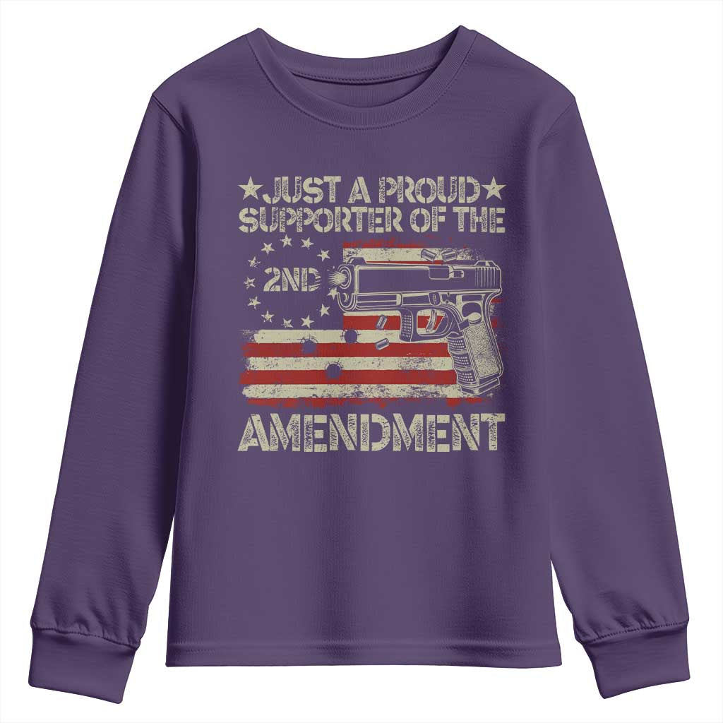 Just A Proud Supporter Of The 2nd Amendment Youth Sweatshirt Gun Owner American Flag TS11 Purple Print Your Wear