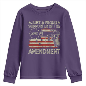 Just A Proud Supporter Of The 2nd Amendment Youth Sweatshirt Gun Owner American Flag TS11 Purple Print Your Wear
