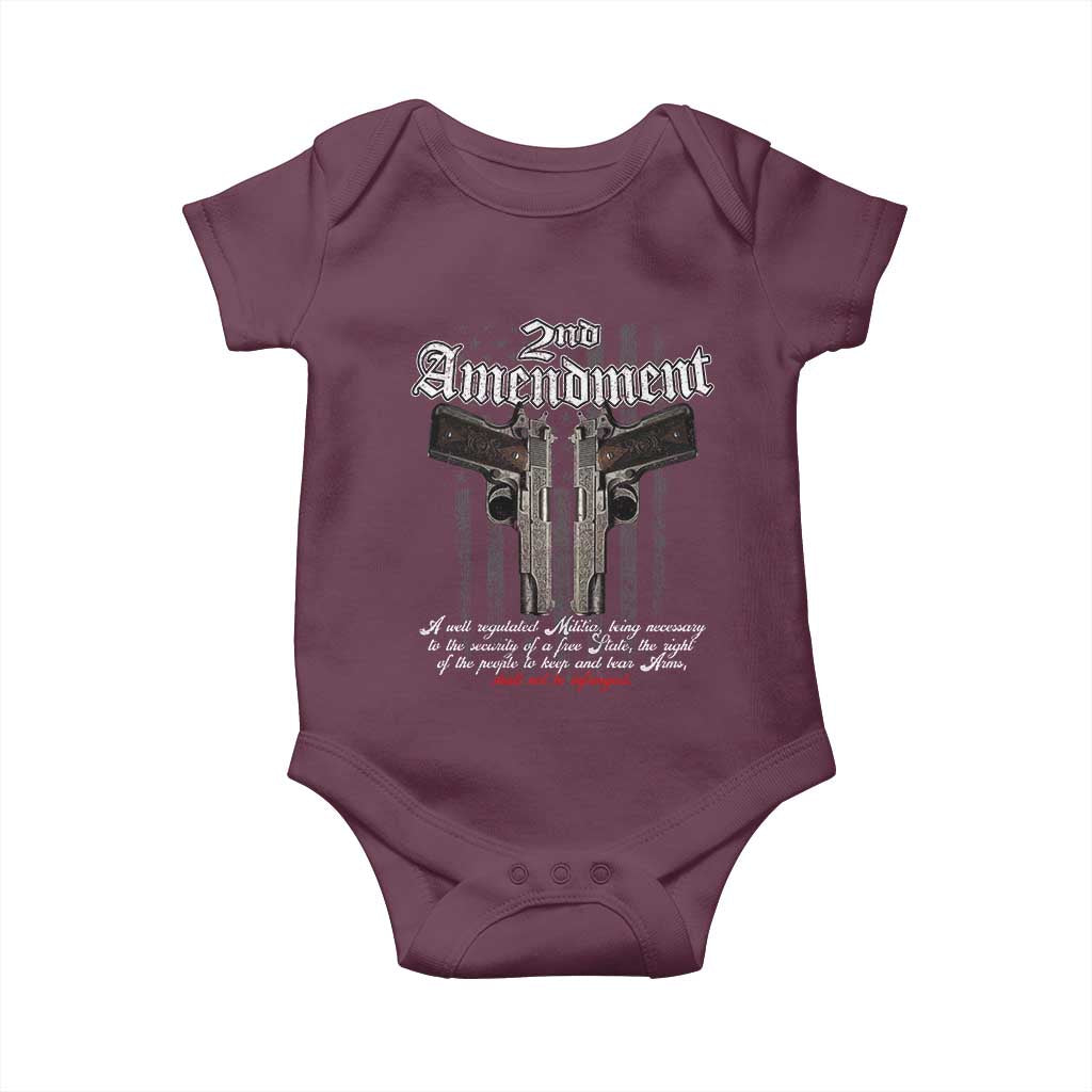 2nd Amendment Pro Gun Baby Onesie Gun Rights Shall Not Be Infringed Patriotic American Flag TS11 Maroon Print Your Wear