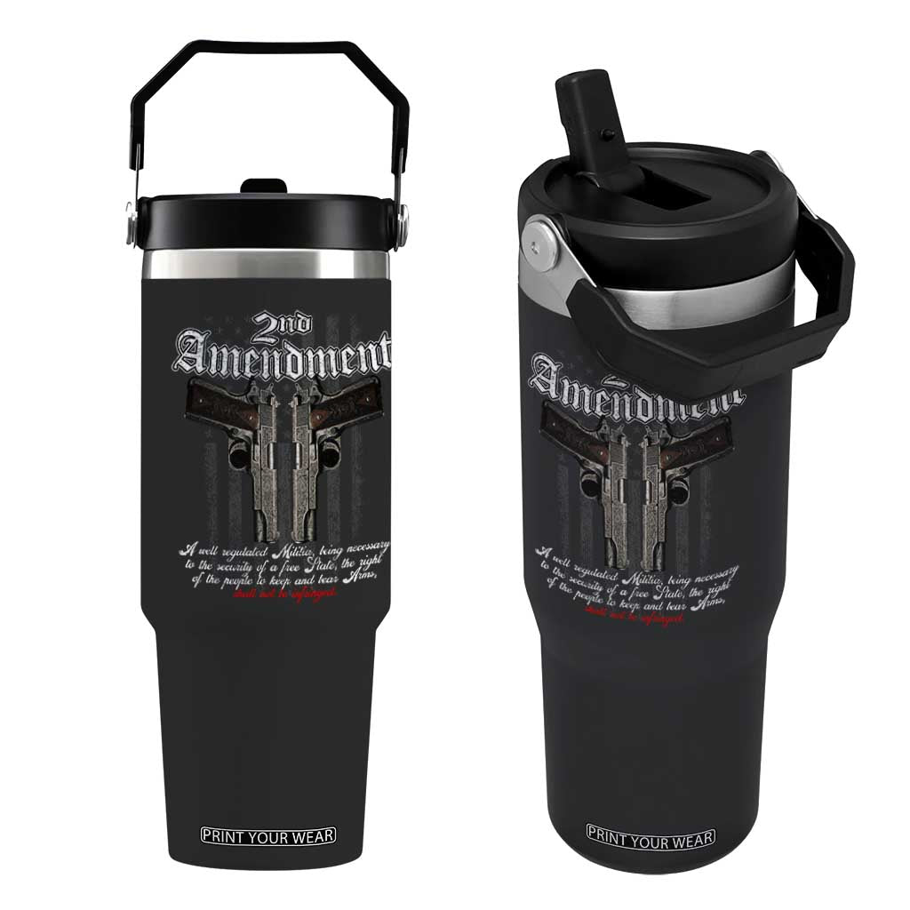 2nd Amendment Pro Gun Flip Straw Tumbler Gun Rights Shall Not Be Infringed Patriotic American Flag TS11 One Size: 30 oz Black Print Your Wear