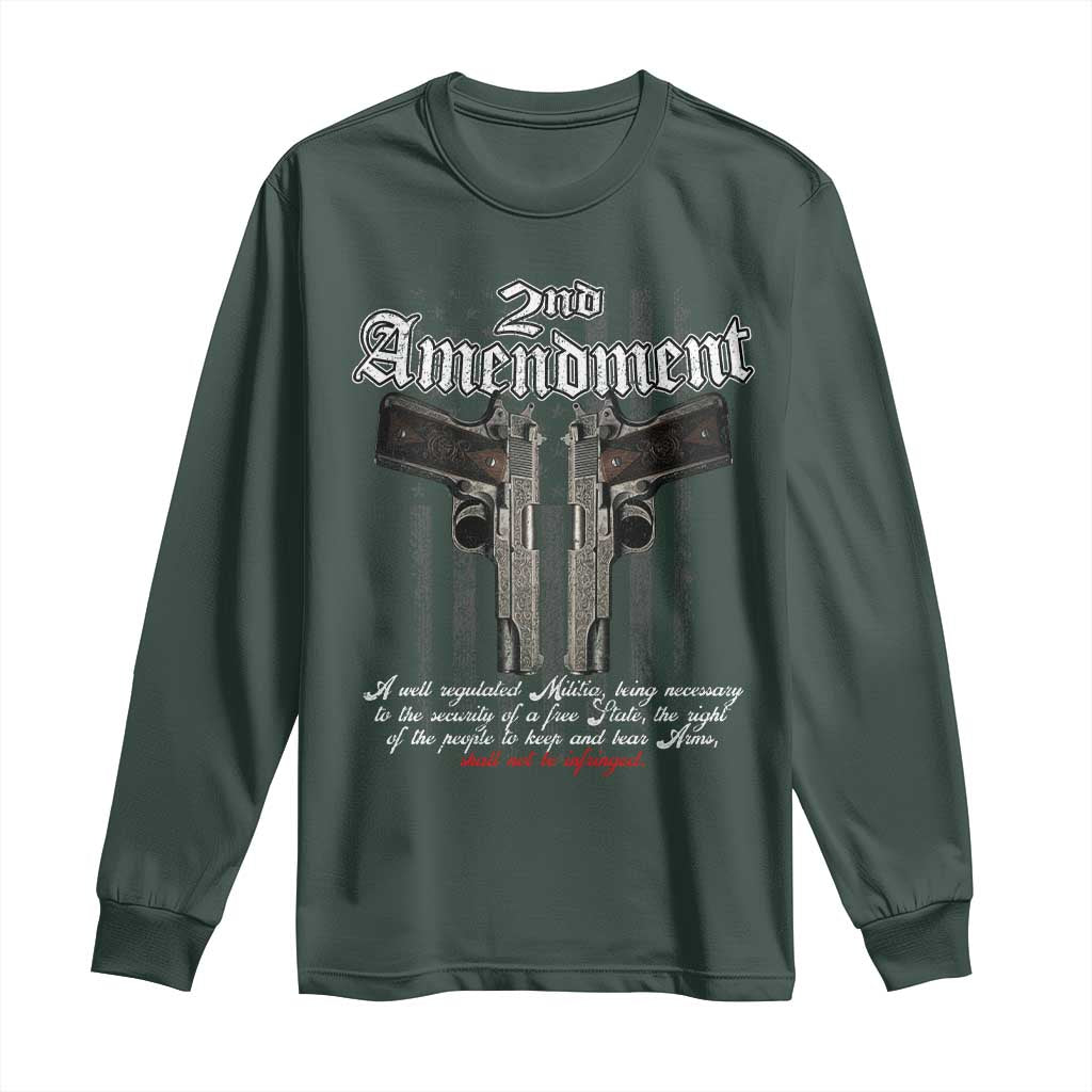 2nd Amendment Pro Gun Long Sleeve Shirt Gun Rights Shall Not Be Infringed Patriotic American Flag TS11 Dark Forest Green Print Your Wear