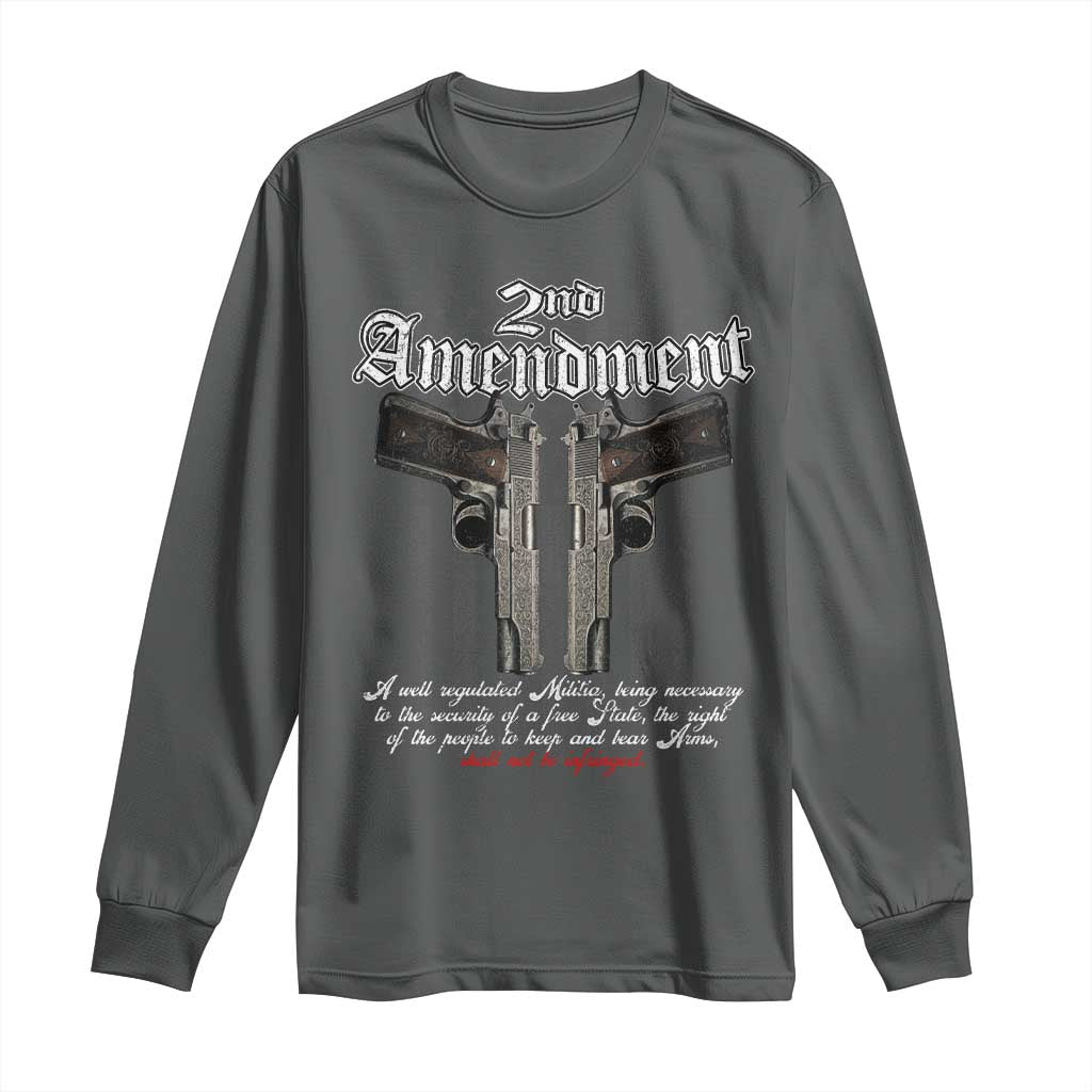 2nd Amendment Pro Gun Long Sleeve Shirt Gun Rights Shall Not Be Infringed Patriotic American Flag TS11 Dark Heather Print Your Wear