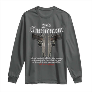 2nd Amendment Pro Gun Long Sleeve Shirt Gun Rights Shall Not Be Infringed Patriotic American Flag TS11 Dark Heather Print Your Wear