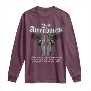 2nd Amendment Pro Gun Long Sleeve Shirt Gun Rights Shall Not Be Infringed Patriotic American Flag TS11 Maroon Print Your Wear