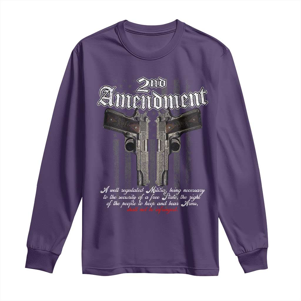 2nd Amendment Pro Gun Long Sleeve Shirt Gun Rights Shall Not Be Infringed Patriotic American Flag TS11 Purple Print Your Wear