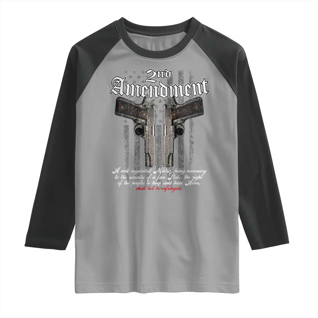 2nd Amendment Pro Gun Raglan Shirt Gun Rights Shall Not Be Infringed Patriotic American Flag TS11 Sport Gray Black Print Your Wear
