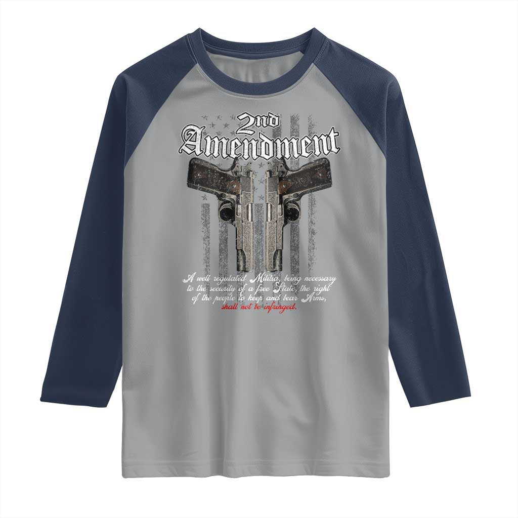 2nd Amendment Pro Gun Raglan Shirt Gun Rights Shall Not Be Infringed Patriotic American Flag TS11 Sport Gray Navy Print Your Wear