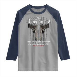 2nd Amendment Pro Gun Raglan Shirt Gun Rights Shall Not Be Infringed Patriotic American Flag TS11 Sport Gray Navy Print Your Wear