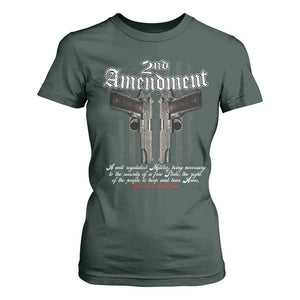 2nd Amendment Pro Gun T Shirt For Women Gun Rights Shall Not Be Infringed Patriotic American Flag TS11 Dark Forest Green Print Your Wear