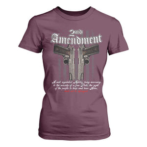 2nd Amendment Pro Gun T Shirt For Women Gun Rights Shall Not Be Infringed Patriotic American Flag TS11 Maroon Print Your Wear