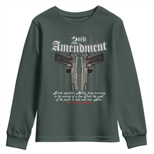 2nd Amendment Pro Gun Youth Sweatshirt Gun Rights Shall Not Be Infringed Patriotic American Flag TS11 Dark Forest Green Print Your Wear