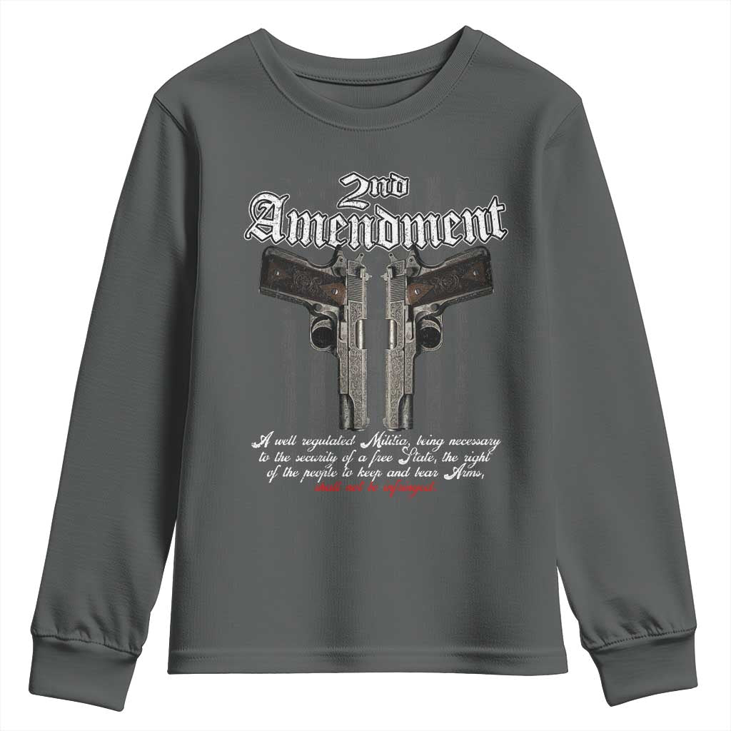 2nd Amendment Pro Gun Youth Sweatshirt Gun Rights Shall Not Be Infringed Patriotic American Flag TS11 Dark Heather Print Your Wear