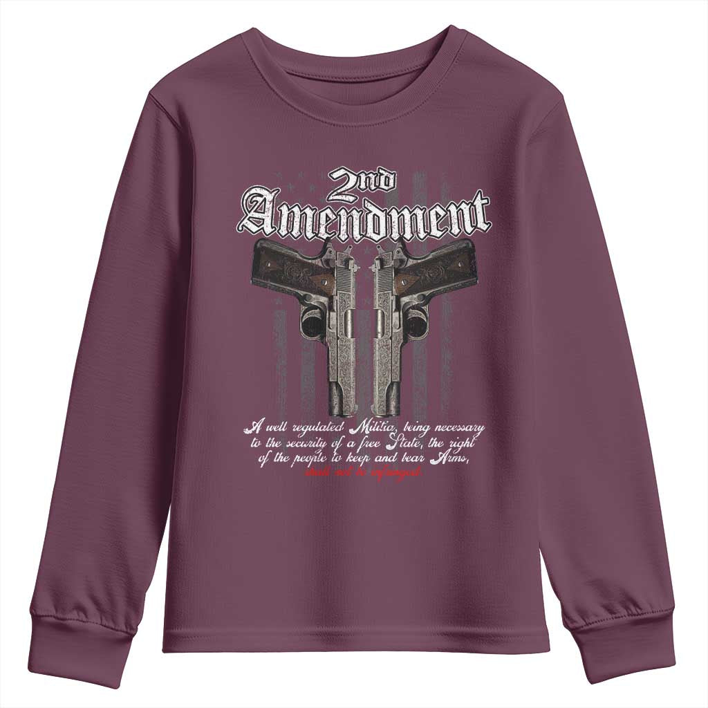 2nd Amendment Pro Gun Youth Sweatshirt Gun Rights Shall Not Be Infringed Patriotic American Flag TS11 Maroon Print Your Wear