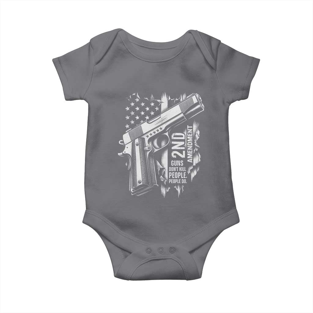Guns Dont Kill People Do Baby Onesie 2nd Amendment American Flag TS11 Charcoal Print Your Wear