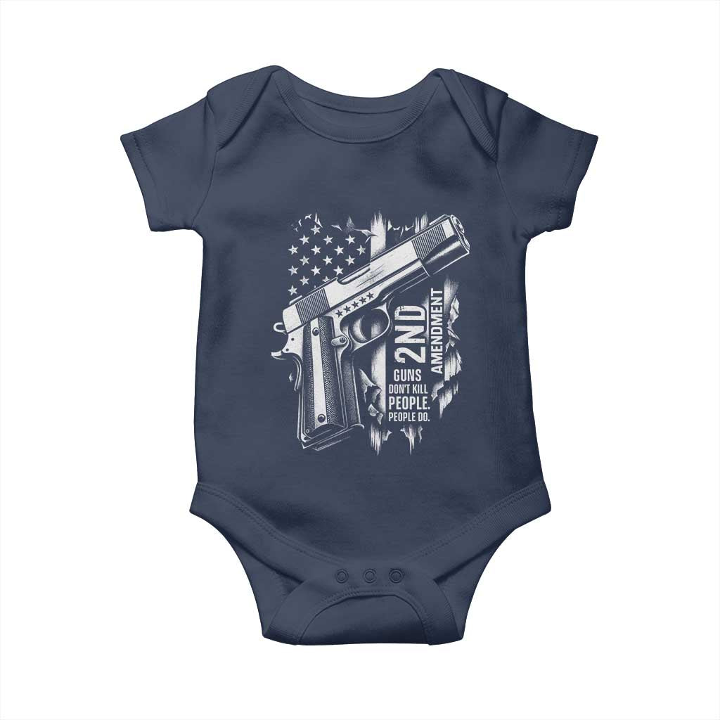 Guns Dont Kill People Do Baby Onesie 2nd Amendment American Flag TS11 Navy Print Your Wear