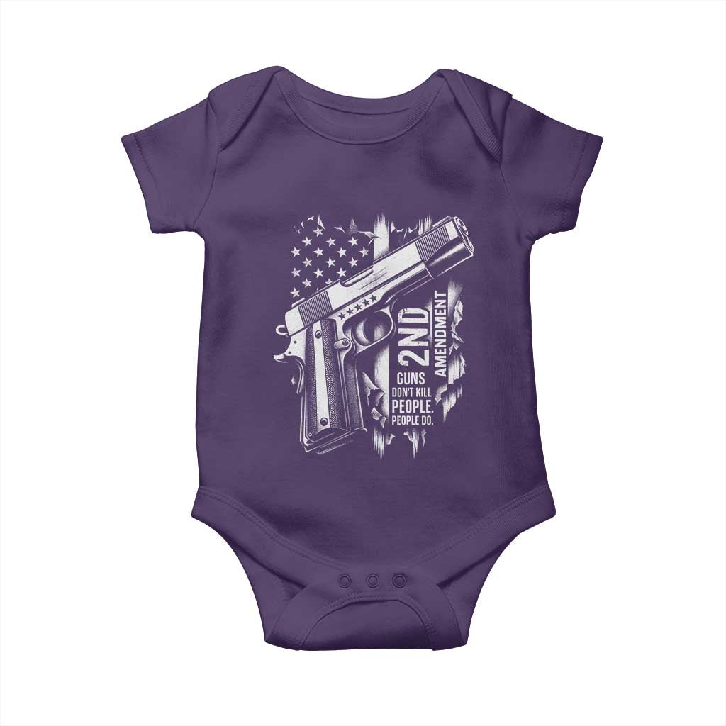 Guns Dont Kill People Do Baby Onesie 2nd Amendment American Flag TS11 Purple Print Your Wear