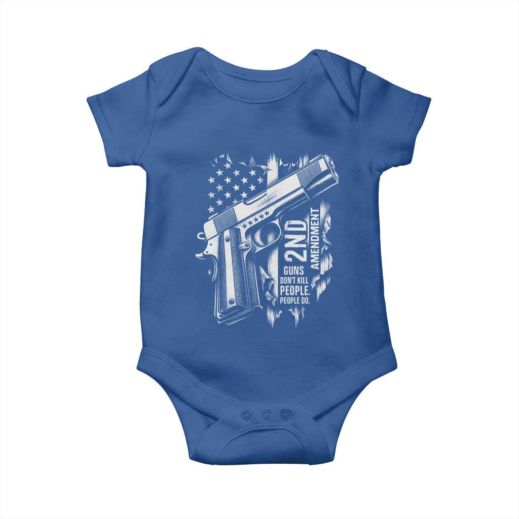 Guns Dont Kill People Do Baby Onesie 2nd Amendment American Flag TS11 Royal Blue Print Your Wear
