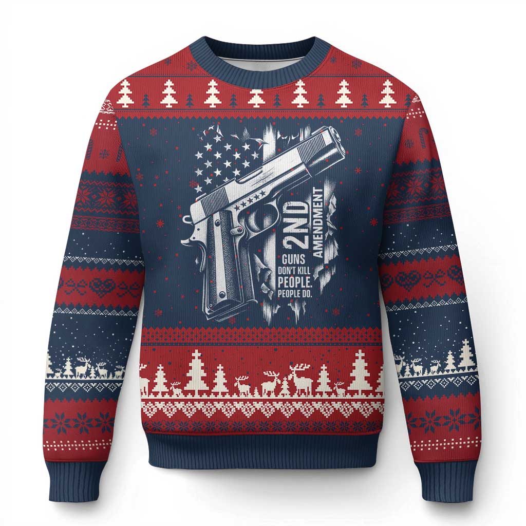 Guns Dont Kill People Do Ugly Christmas Sweater 2nd Amendment American Flag TS11 Navy Red Print Your Wear