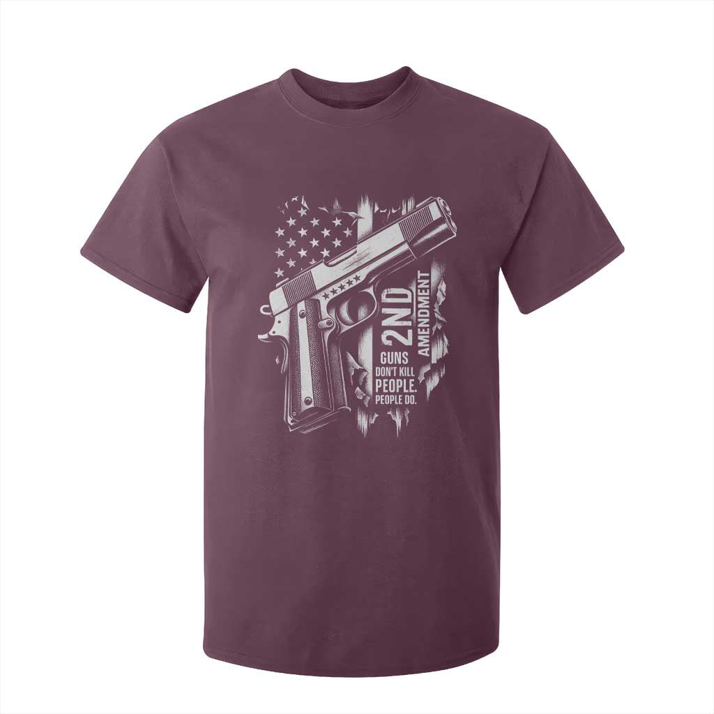 Guns Dont Kill People Do T Shirt For Kid 2nd Amendment American Flag TS11 Maroon Print Your Wear