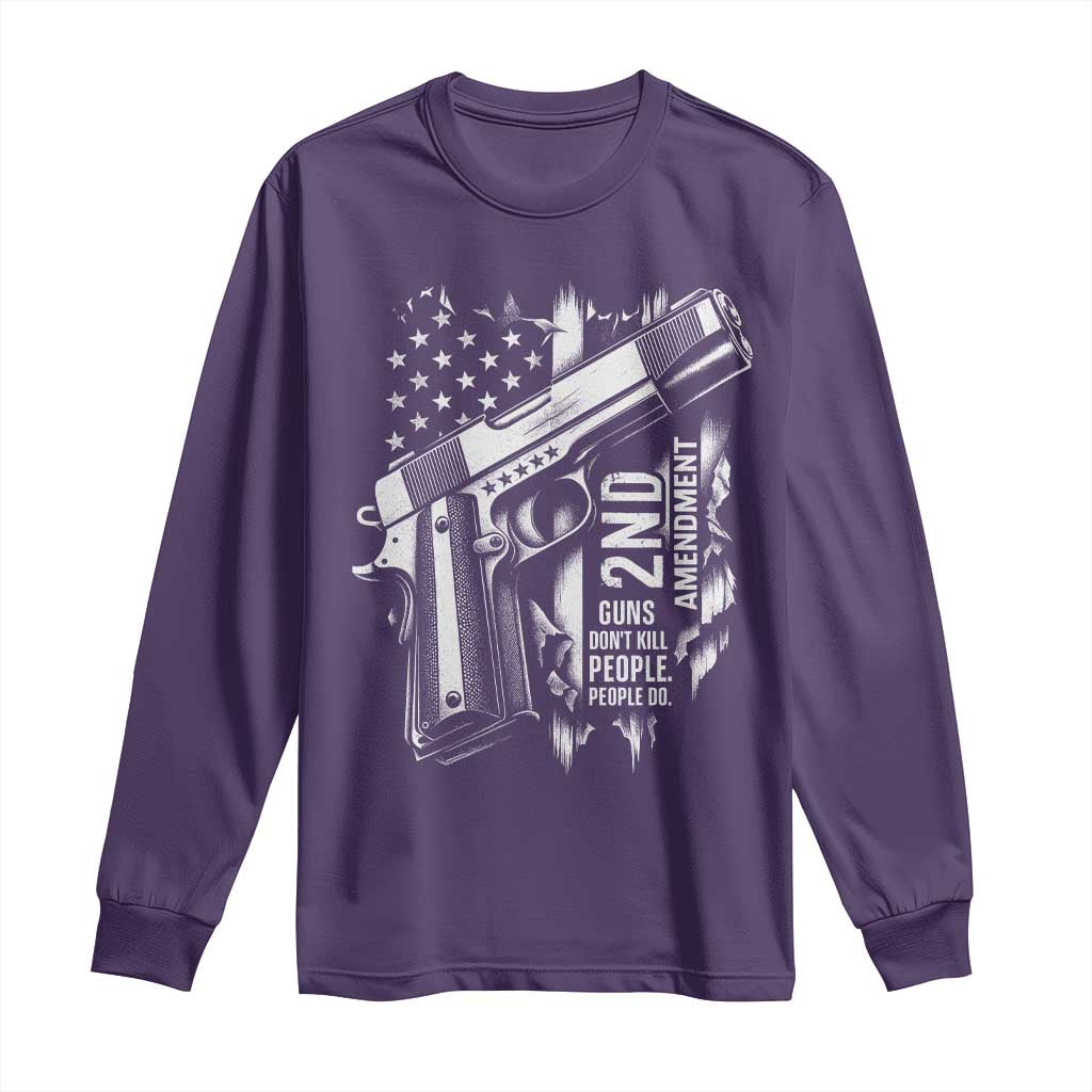 Guns Dont Kill People Do Long Sleeve Shirt 2nd Amendment American Flag TS11 Purple Print Your Wear