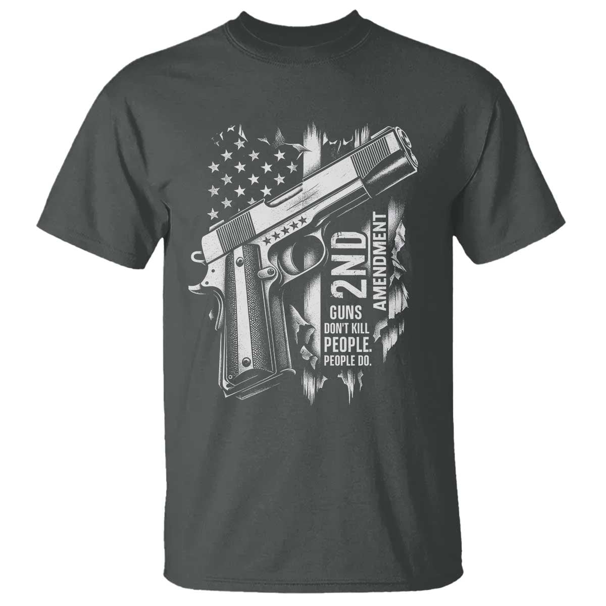 Guns Dont Kill People Do T Shirt 2nd Amendment American Flag TS11 Dark Heather Print Your Wear