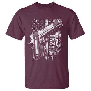 Guns Dont Kill People Do T Shirt 2nd Amendment American Flag TS11 Maroon Print Your Wear